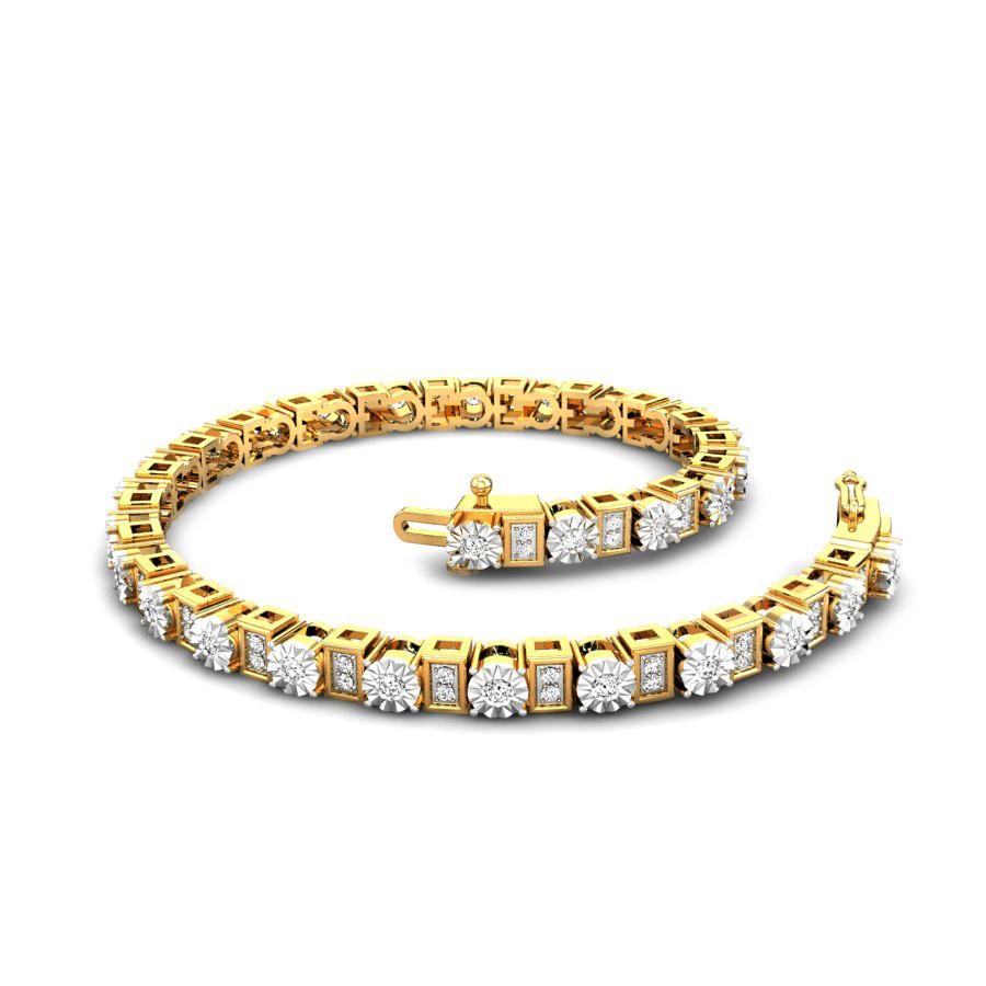 Round 18kt Yellow Gold Unisex Diamond Leather Bracelet, Weight: 11 Gms at  Rs 96500 in Mumbai