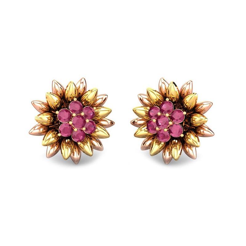 Buy Gold Plated Mirror Polki Chaand Phool Shaped Stud Earrings by Zariin  Online at Aza Fashions.