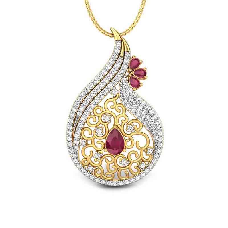 RUBY DIAMOND LOOK CHAAND BAALI DANGLERS  Sanvi Jewels