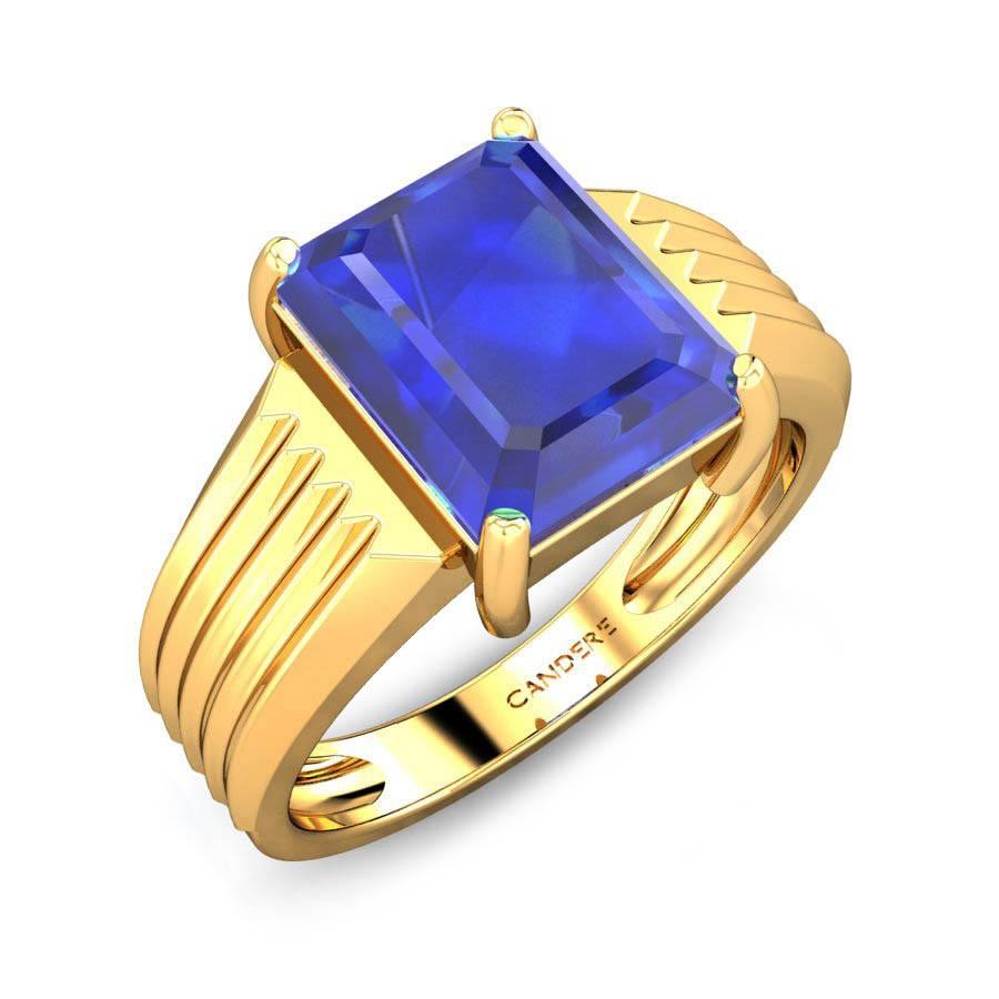 LMDPRAJAPATIS 4.25 Ratti Original Blue Sapphire Stone Gold Ring Promise Ring  For Men And Women's|Amazon.com