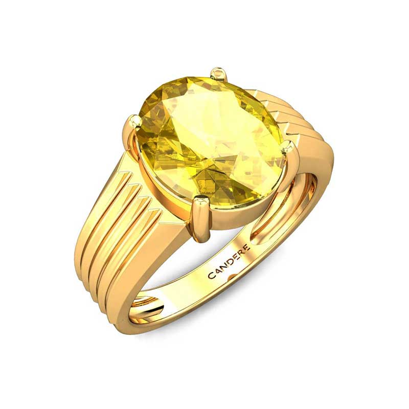 Alloy Gold Yellow Sapphire Pukhraj Ring, Size: 24 at Rs 14000 in Jaipur