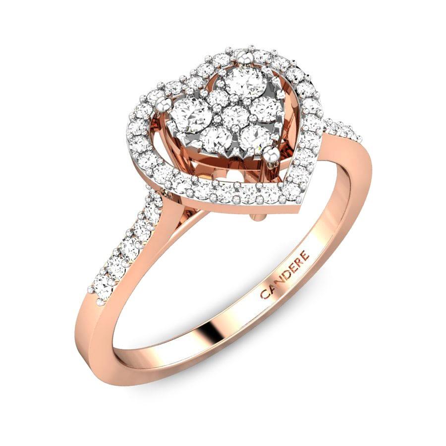 Glitz Design Two-Stone Diamond Engagement Rings for Women Halo Rings 14K  Gold (I-J/I1-I2)
