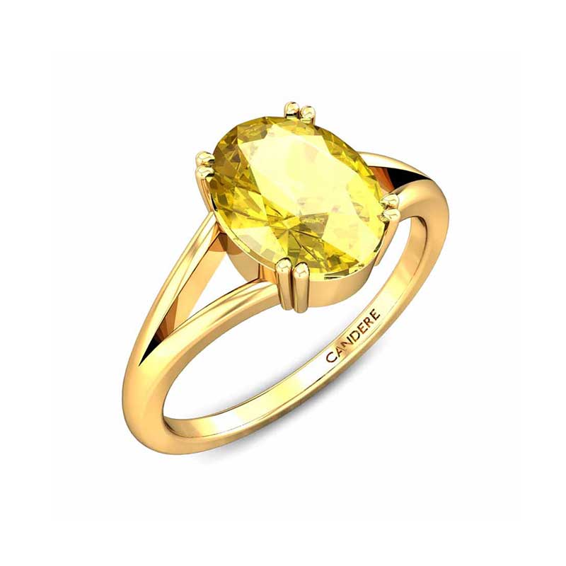 GemsMart Kanakapushyaragam Stone Ring in Gold 18Kt Pure Yellow Sapphire  Stone Original Certified Ring for Men 7.25 Ratti Asali Pukhraj Ki Anguthi  येलो सफायर पुखराज अंगूठी रिंग पुरुष Geniune Peetmani : Amazon.in: Jewellery