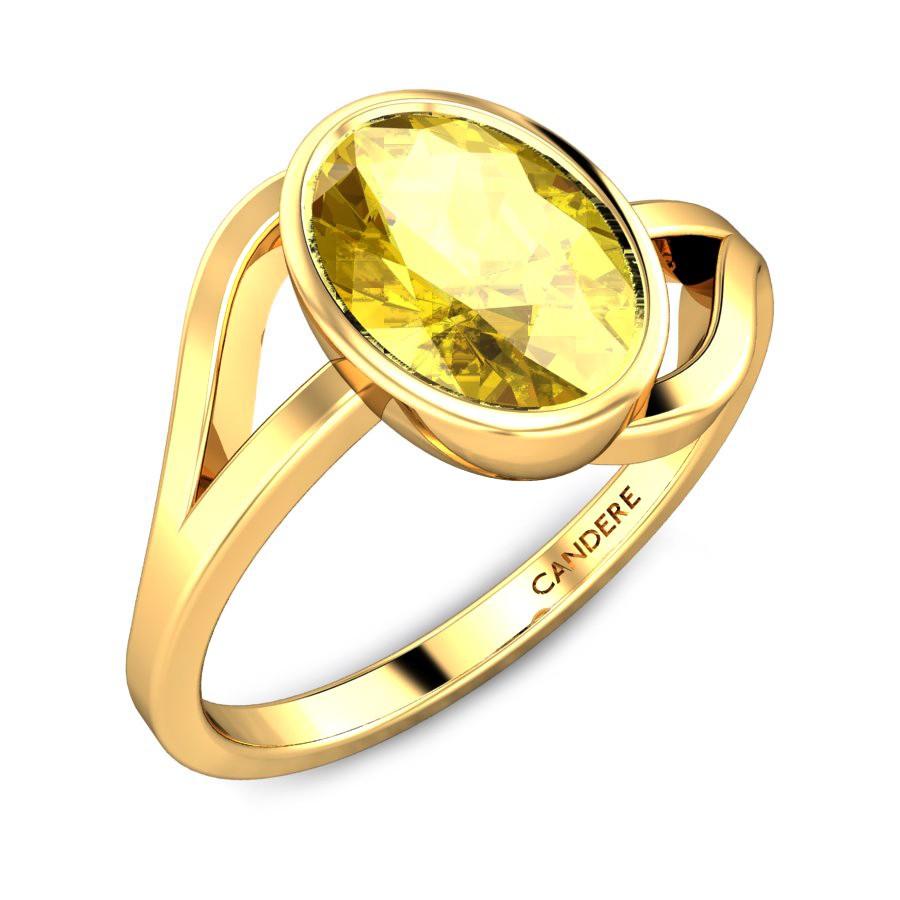 DINJEWEL 12.00 Ratti Square Shape Yellow Sapphire/ Pukhraj Stone Gold Ring  For Men & Girl Metal Gold Plated Ring Price in India - Buy DINJEWEL 12.00  Ratti Square Shape Yellow Sapphire/ Pukhraj