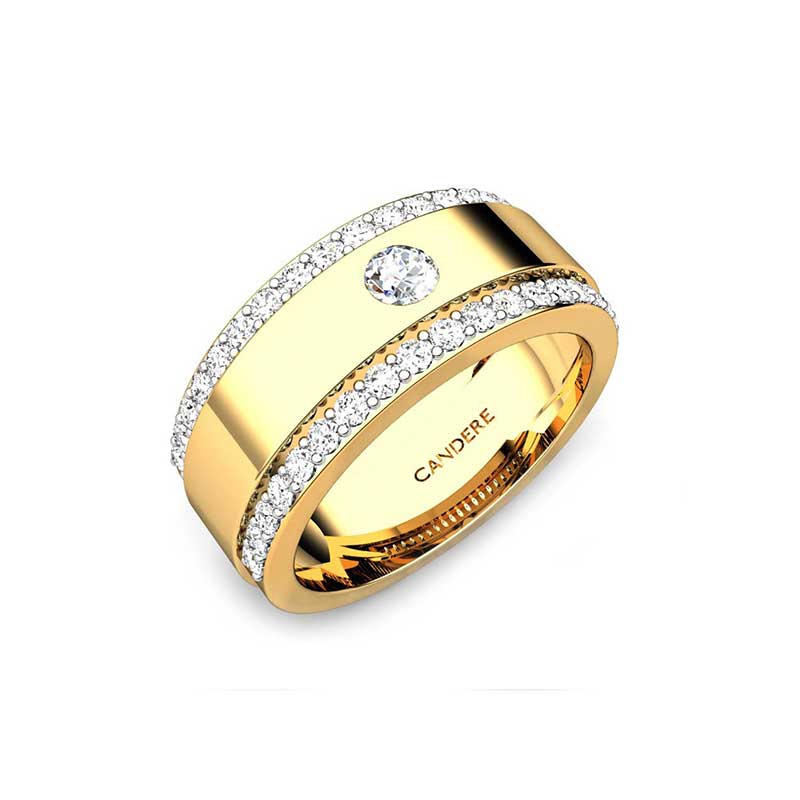 Womens Classic Gold Script Name Ring with Hearts - Gold Presidents