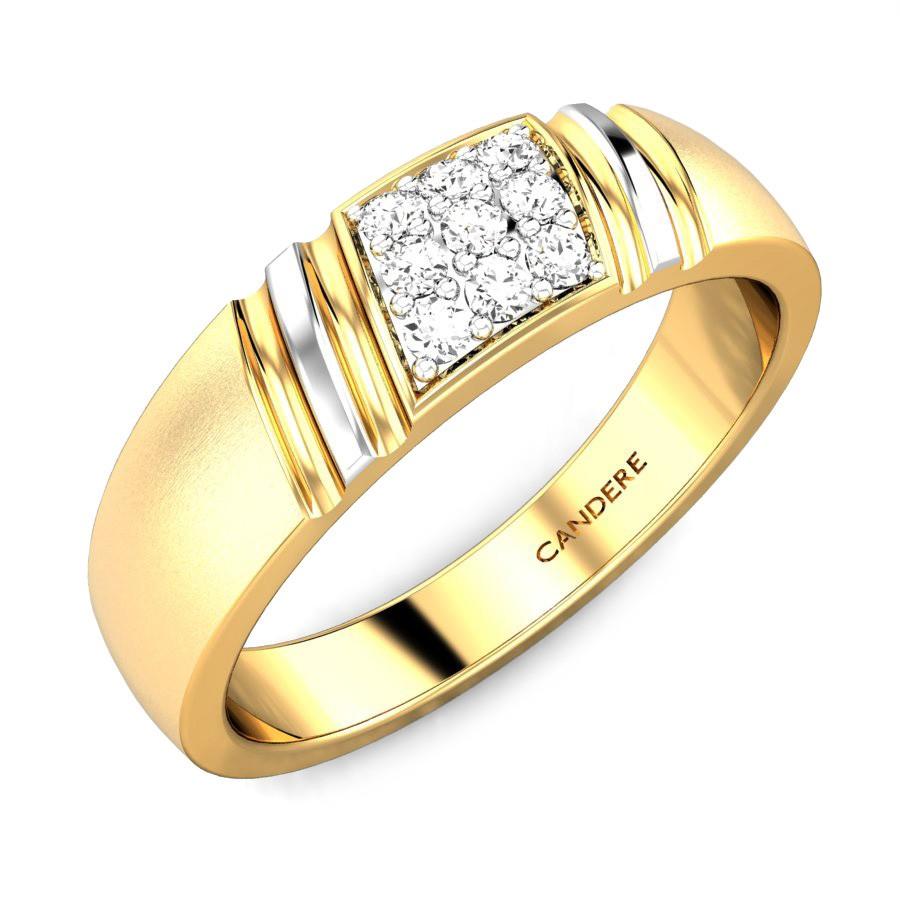 14Kk Yellow gold Mens Solitaire Princess Cut Diamond Ring 1.11 Ctw VVS 1 F  | Sarraf.com