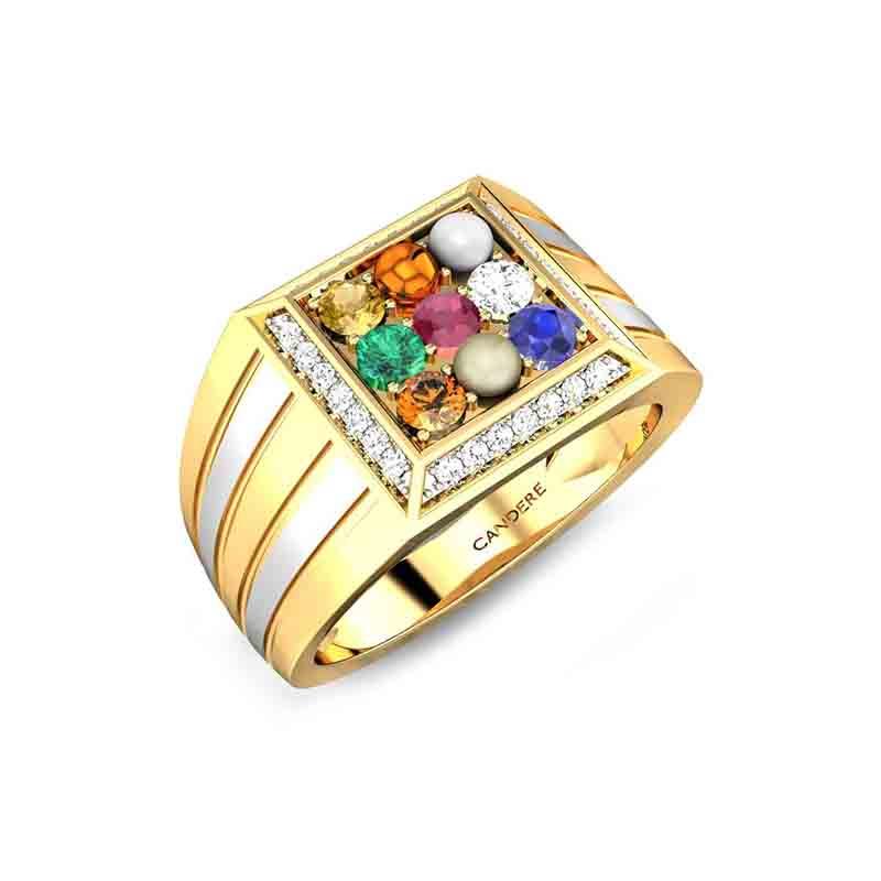 Buy 22Kt Gold Navaratna Diamond Ring For Men 151VG4497 Online from Vaibhav  Jewellers