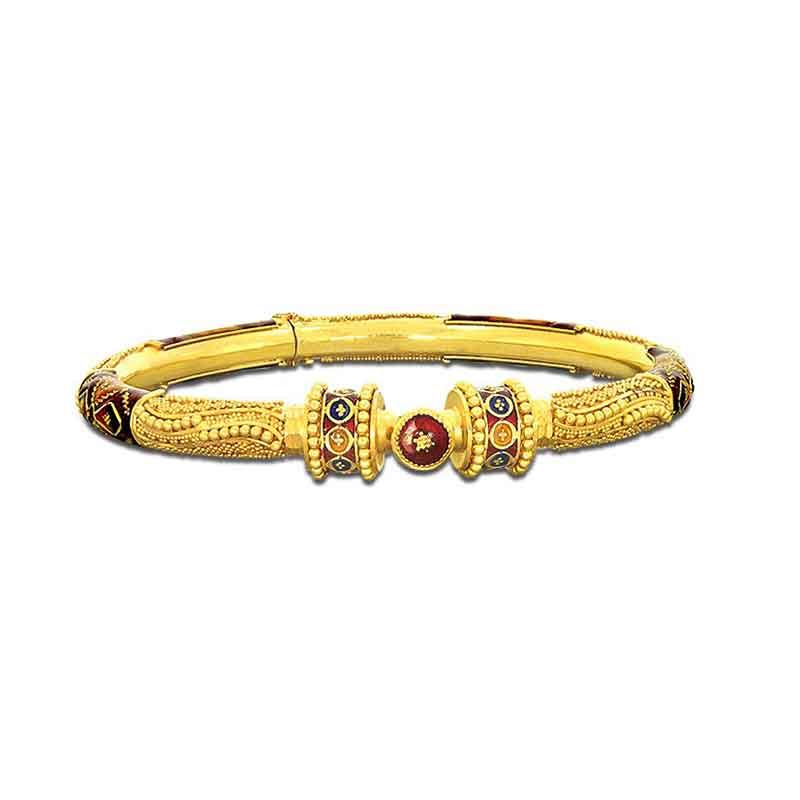 Gold Finish Green Uncut Stone Meenakari Bracelet Design by Aryah Jewels at  Pernia's Pop Up Shop 2024